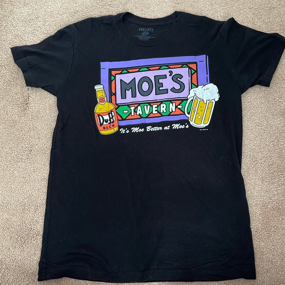 Box Lunch Simpsons Moe's Tavern Black Soft Knit Top Graphic Tee XS